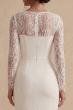 Abito da sposa midi bianco bodycon floreale con pizzo