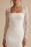 Abito da sposa midi bianco bodycon floreale con pizzo