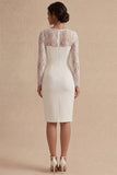 Abito da sposa midi bianco bodycon floreale con pizzo