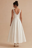 Abito da fidanzamento Maxi bianco con scollo a V e pizzo