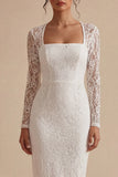 Bodycon Pizzo a maniche lunghe e vestito bianco boho a maniche lunghe