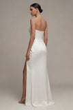 Abito da fidanzamento Sweetheart Arrugata Maxi Mermaid Bianco con fessura