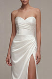 Abito da fidanzamento Sweetheart Arrugata Maxi Mermaid Bianco con fessura