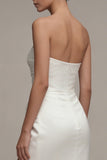 Abito da fidanzamento Sweetheart Arrugata Maxi Mermaid Bianco con fessura