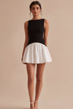 Abito Mini Satin A Linea Bianco e Nero