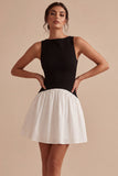 Abito Mini Satin A Linea Bianco e Nero