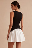 Abito Mini Satin A Linea Bianco e Nero