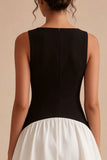 Abito Mini Satin A Linea Bianco e Nero