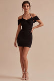 Abito nero Spalla Fredda Bodycon Satin