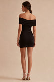 Abito nero Spalla Fredda Bodycon Satin