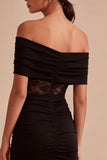 Mini vestito bodycon in pizzo nero a spalle scoperte