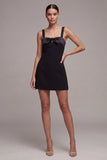 raso bodycon fiocco Abito nero corto