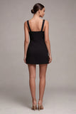 raso bodycon fiocco Abito nero corto