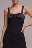 raso bodycon fiocco Abito nero corto