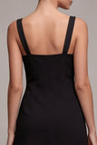 raso bodycon fiocco Abito nero corto