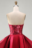 Abito da concorso lungo con perline e fascia di corsetto trasparente in Corsetto Rosso