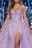 Corsetto Lilla Sweetheart Abito da Spettello Lungo Sherpe con Fascia