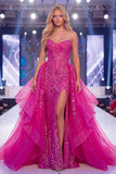 Vestito da gara lungo perfezionamento in Corsetto Luccsia Sweetheart trasparente con paillettes Sirena