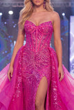 Vestito da gara lungo perfezionamento in Corsetto Luccsia Sweetheart trasparente con paillettes Sirena