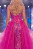 Vestito da gara lungo perfezionamento in Corsetto Luccsia Sweetheart trasparente con paillettes Sirena