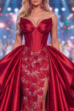 Sweetheart Bordeaux Sirena Corsetto con perline e fascia