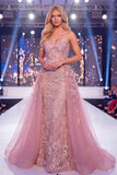 Blush sirena corsetto floreale con perline e fascia lunga