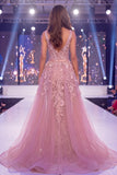Blush sirena Corsetto trasparente a Fiori Lunghi con fascia