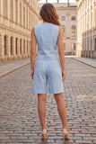 Abiti da donna a due pezzi con scollo a V e seno unico blu chiaro