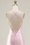 Corsetto rosa trasparente con perline e bodycon fessura abit da cocktail
