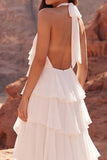 Abito da sposa Boho con volant in avorio a fila A con botte