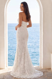 Abito da sposa a treno floreale sirena d'avorio senza spalline