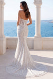 Abito da sposa in sirena avorio a paillettes in cappa