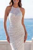 Abito da sposa in sirena avorio a paillettes in cappa