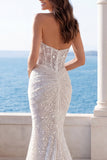Abito da sposa in sirena avorio a paillettes in cappa