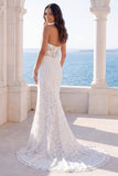 Abito da sposa a trena floreale sirena avorio in halter