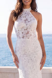 Abito da sposa a trena floreale sirena avorio in halter