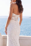 Abito da sposa a trena floreale sirena avorio in halter