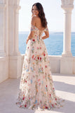 Corsetto floreale avorio a spalle scoperte Abito da sposa A Line