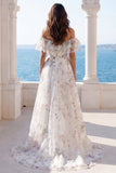 Abito da sposa a bordo fioreale avorio a spalle scoperte