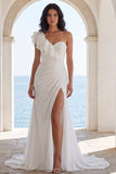 Abito da sposa da spiaggia con spacco a scorrimento avorio avorio e spacco