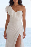 Abito da sposa da spiaggia con spacco a scorrimento avorio avorio e spacco