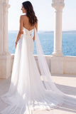 Sweetheart Cut Out Avorio Abito da Spiaggia con Mantello
