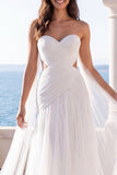 Sweetheart Cut Out Avorio Abito da Spiaggia con Mantello
