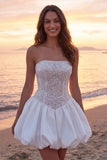 Corsetto avorio scintillante Abito da sposa A Line Short con paillettes