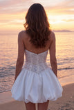Corsetto avorio scintillante Abito da sposa A Line Short con paillettes