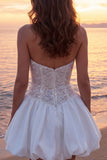 Corsetto avorio scintillante Abito da sposa A Line Short con paillettes