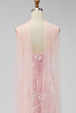 Abito Maxi con spalline spaghetti a paillettes e sirena gialla con fessura