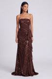 Abito cerimonia a sirena senza spalline rosa chiaro con paillettes