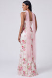 Abito floreale Maxi Mermaid White Pink con paillettes