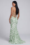 Abito maxi con spalline verde chiaro